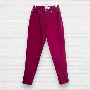 CENZA Vintage Y2K 90s High Rise Waist Burgundy Maroon Red Mom Denim Jeans 10